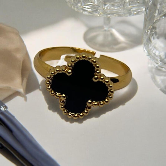 Black Clover Ring –18k Gold Plated Anti Tarnish Ring