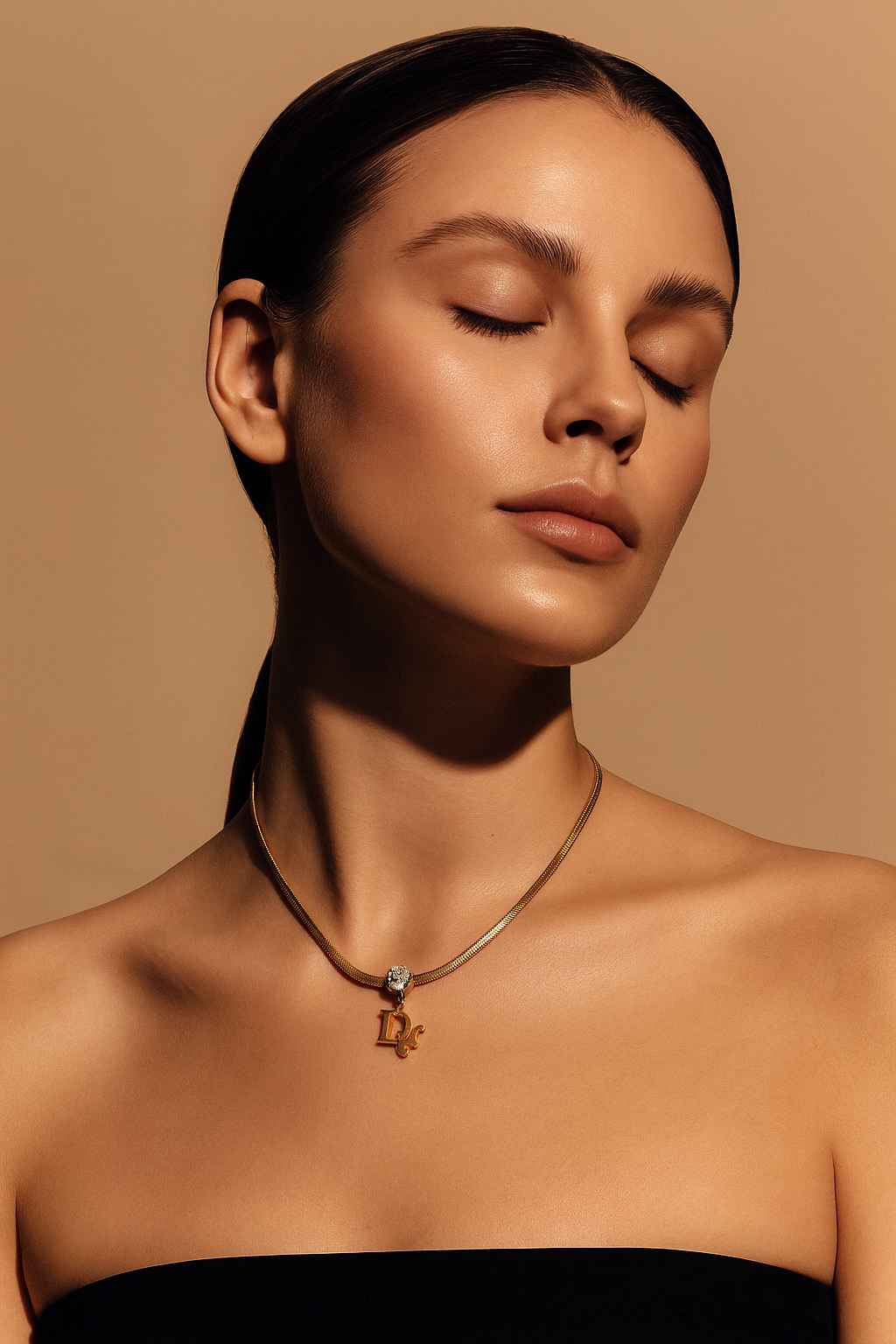 Dior-Inspired Script Letter Pendant – 18K Gold Plated Fashion Necklace