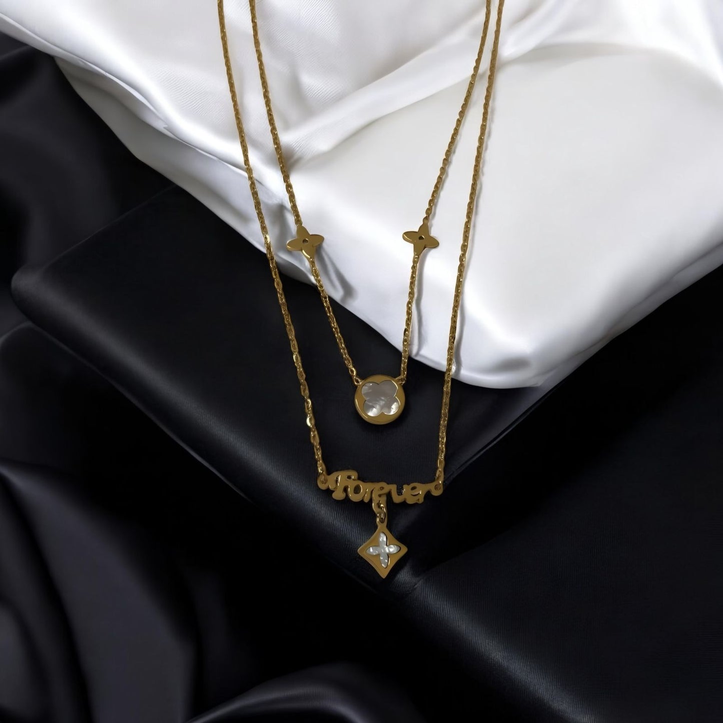 Luxaura Forever Double-Layer Necklace – 18k Gold Plated Demi-Fine Jewelry, Tarnish-Resistant