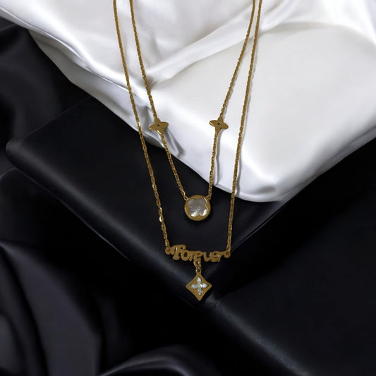 Luxaura Forever Double-Layer Necklace – 18k Gold Plated Demi-Fine Jewelry, Tarnish-Resistant