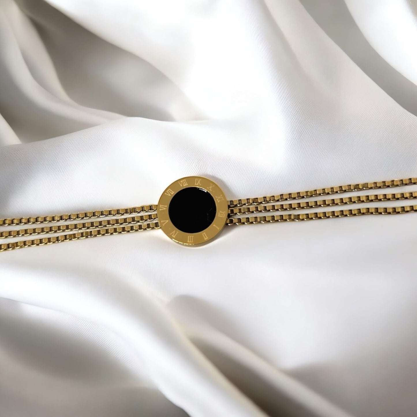 Timeless Legacy Triple-Layer Roman Numeral Bracelet: 18k Gold Plated Anti Tarnish Bracelet