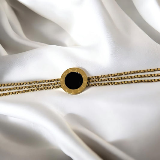 Timeless Legacy Triple-Layer Roman Numeral Bracelet: 18k Gold Plated Anti Tarnish Bracelet