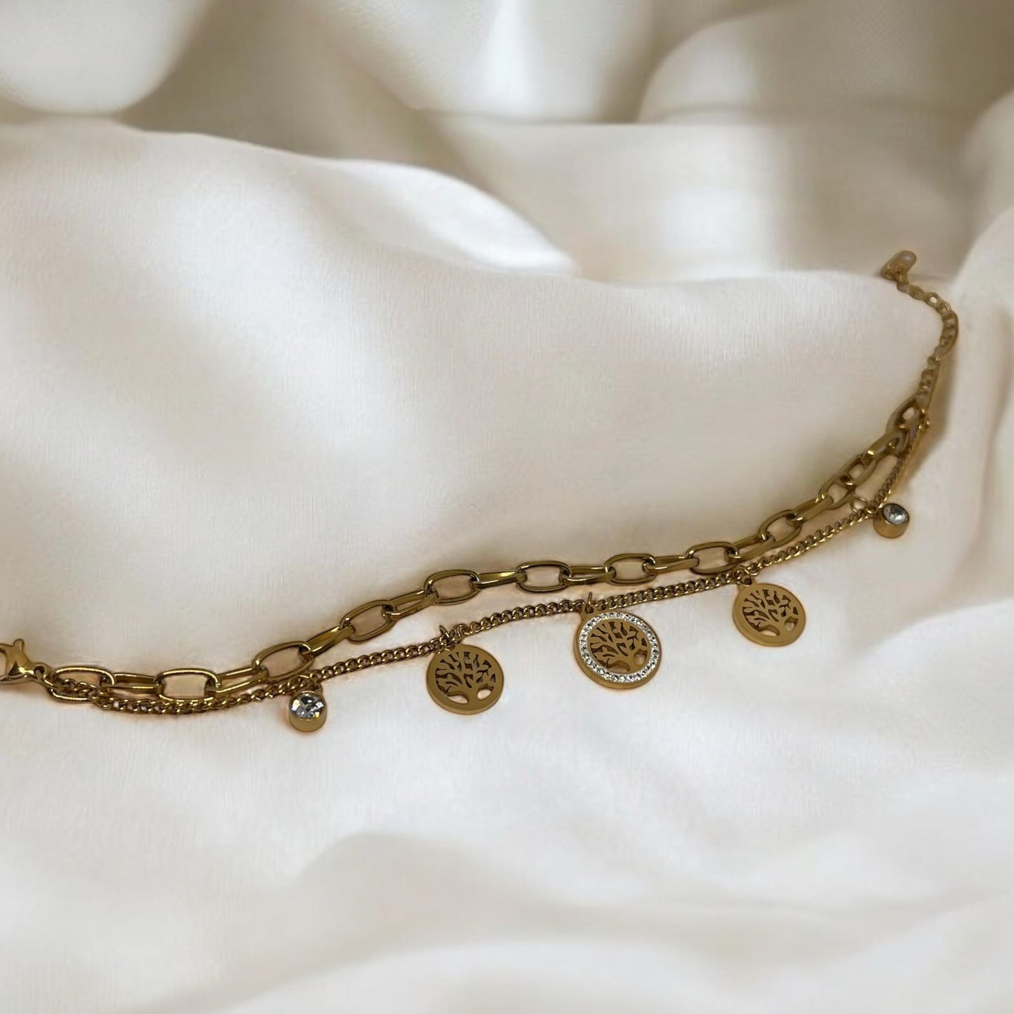 Tree of Life Double Layered Bracelet - 18K Gold Plated Anti Tarnish Bracelet