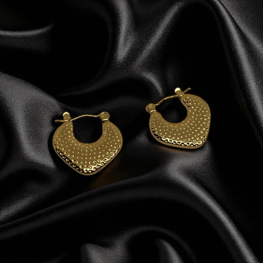 Selene Textured Hoops – 18K Gold Plated Anti Tarnish Earrings