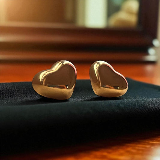 Timeless Heart Studs: 18k Gold Plated Anti Tarnish Earring