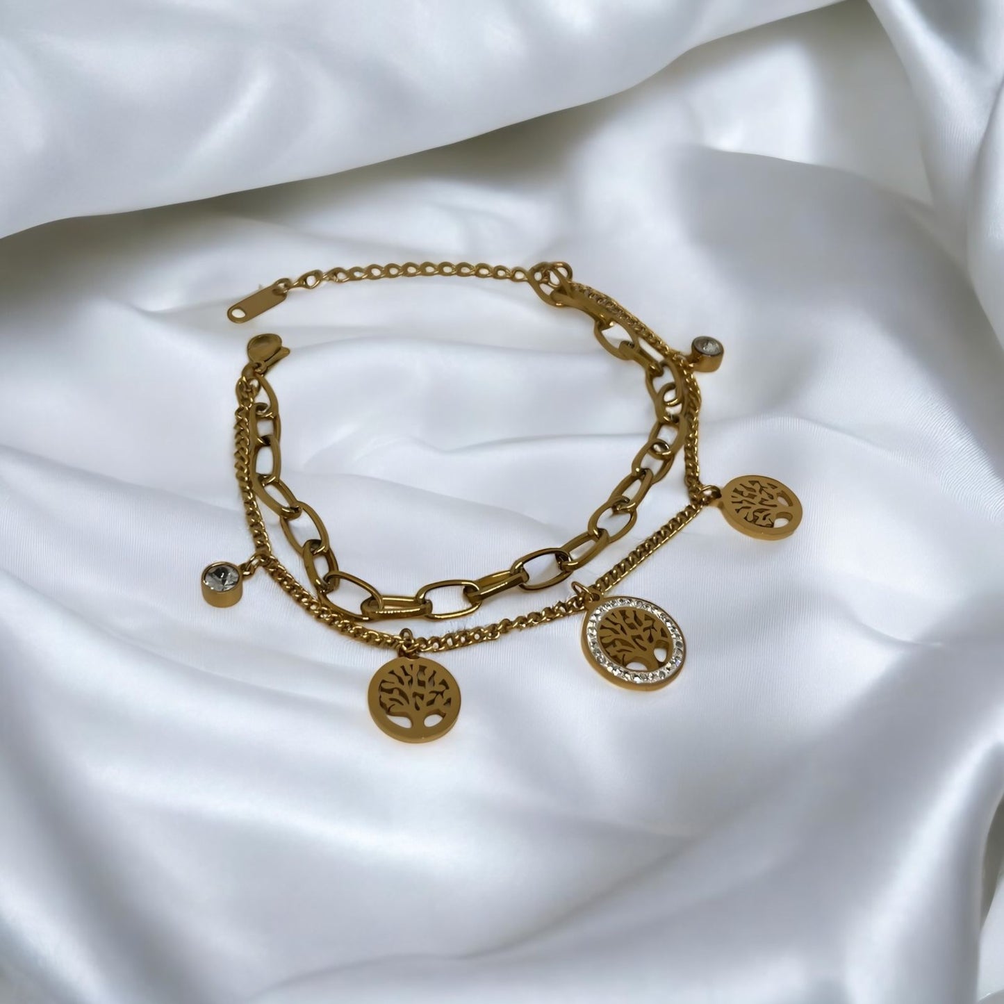 Tree of Life Double Layered Bracelet - 18K Gold Plated Anti Tarnish Bracelet