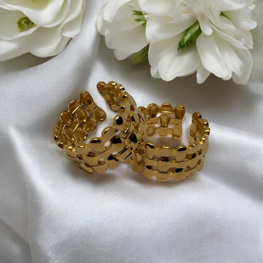 Honeycomb Ring: 18k Gold Plated Anti Tarnish Ring