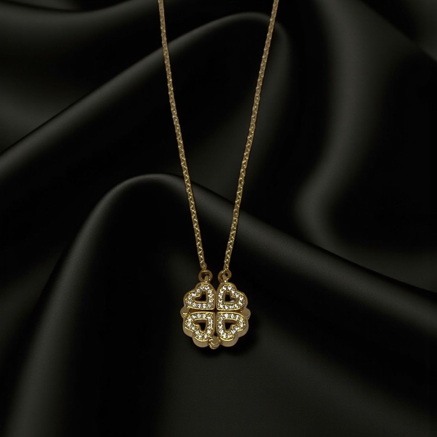 Elysian Bloom Clover Heart Necklace- 18k Gold Plated Anti Tarnish Chain